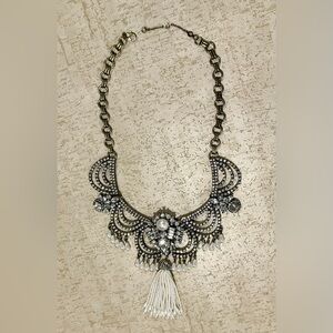 💎 Baublebar Rhinestone Faux Pearl Necklace Statement Piece Elegant Party Prom ✨